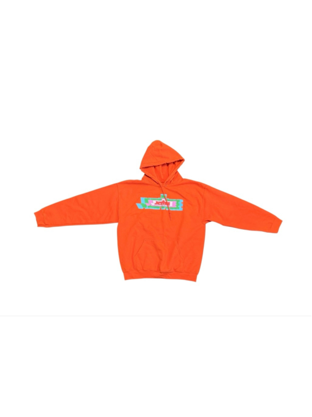 Justin Bieber Mens Official Justice World Tour Orange Graphic Hoodie Sz L - Picture 2 of 9